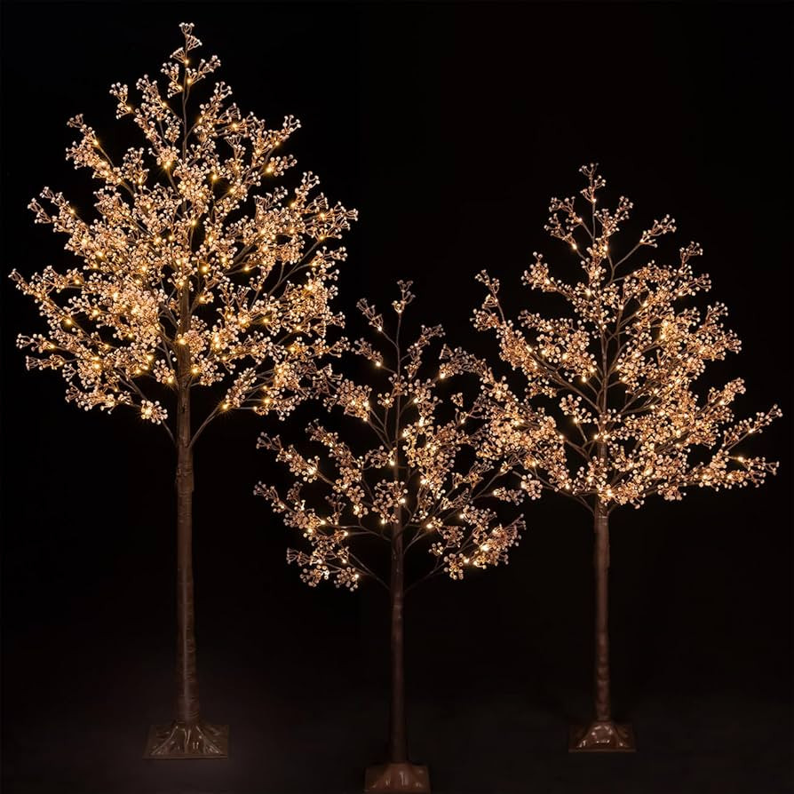 Lighted Baby's Breath Tree Set 4ft, 5ft and 6ft with 144/184/240 Warm White LED Lights for Holida... | Amazon (US)