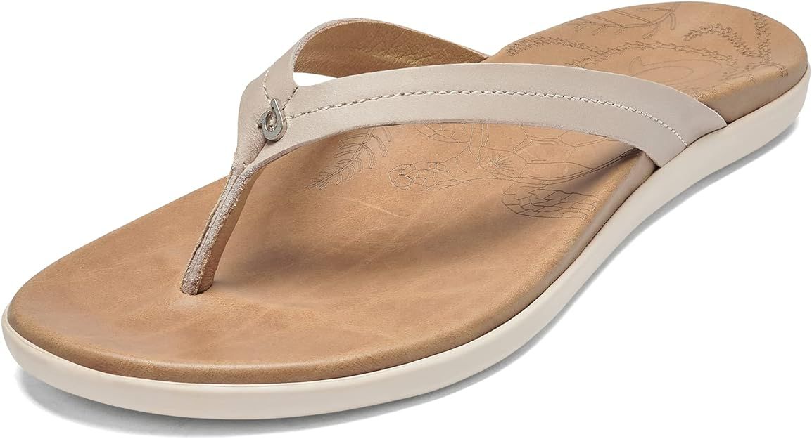 OLUKAI Honu Women's Beach Sandal, Soft & Comfortable Full-Grain Leather, Easy Slip-On Design for ... | Amazon (US)