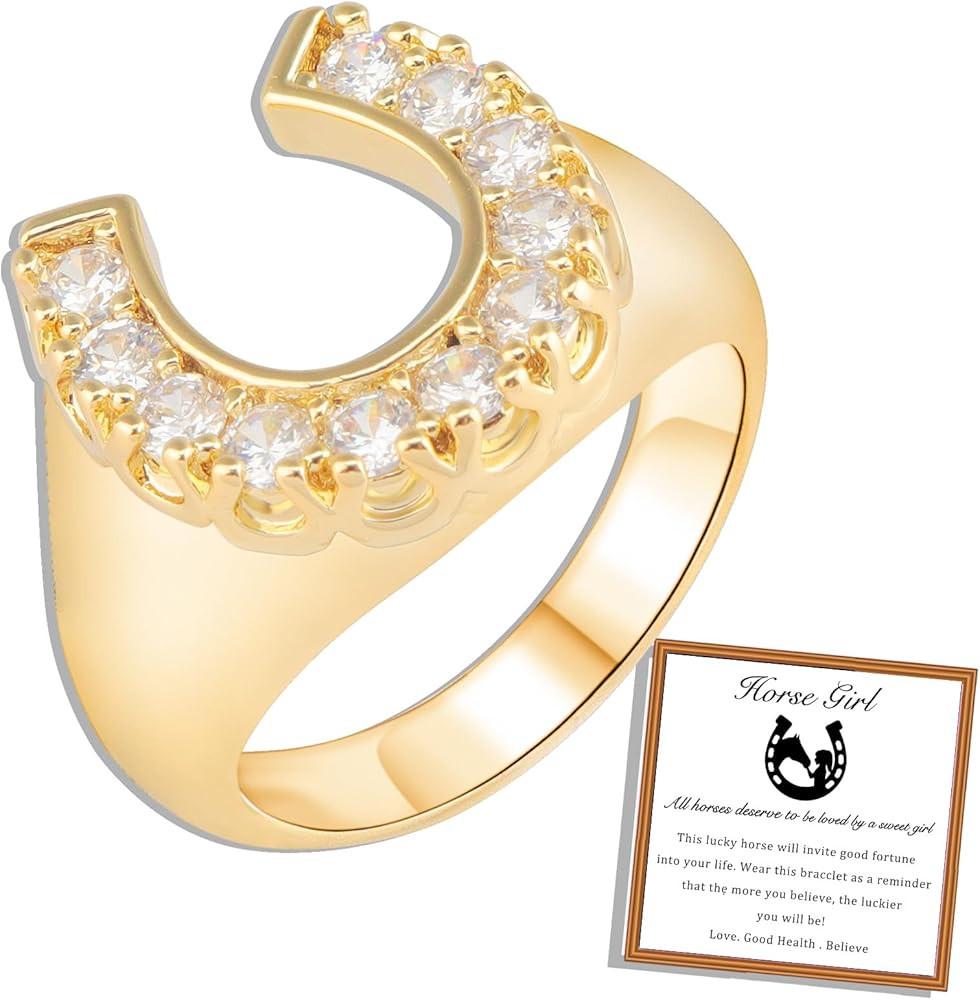 PARTNER 18K Gold Plated Horseshoe Ring for Women Lucky Jewelry for Women Chunky Gold Rings for Wo... | Amazon (US)