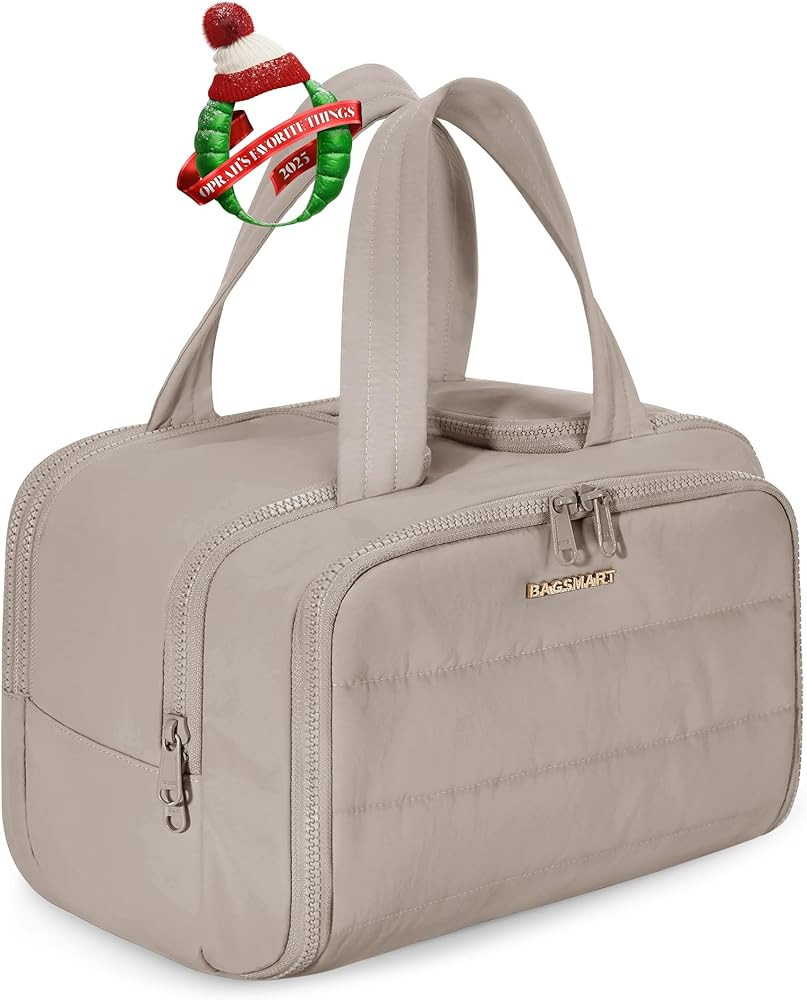 BAGSMART Travel Toiletry Bag, Crush Toiletry Bag for Women, Wide-open Puffy Toiletry Bags for Tra... | Amazon (US)