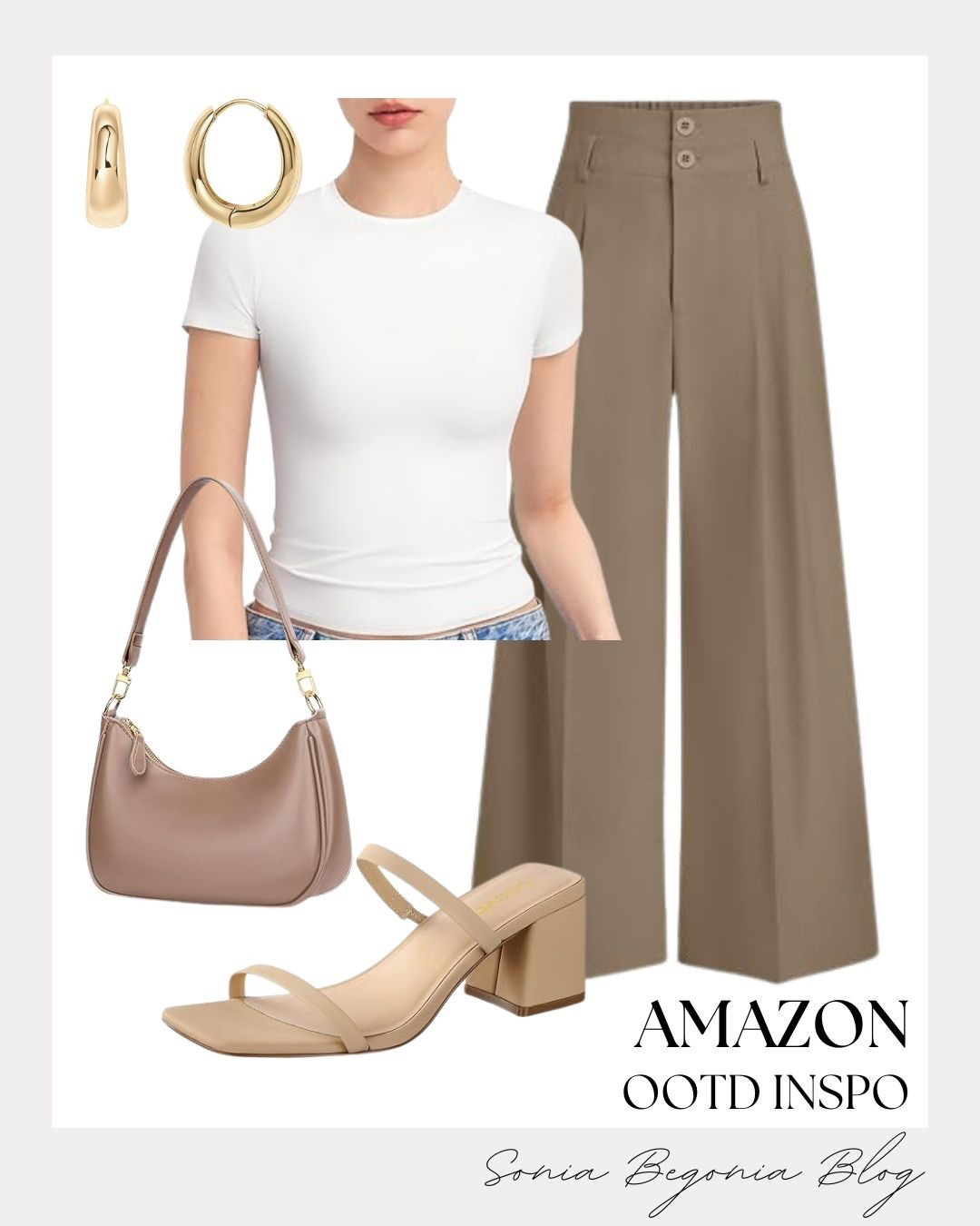 I am loving this clean, neutral aesthetic for an effortless everyday look. These wide-leg trousers paired with a classic white tee create the perfect balance of comfort and sophistication. It is a go-to outfit formula that never fails to look polished. 🤍✨

I styled this with a matching shoulder bag and block heels to keep the tonal vibes going. This look is so versatile for the office or a lunch date. ☕️

#AmazonFashion #OOTD #NeutralAesthetic #QuietLuxury #WorkWearStyle #AmazonFinds #CleanGirlAesthetic #WideLegPants #EffortlessStyle #StreetStyleInspo

#LTKSeasonal #LTKootd
