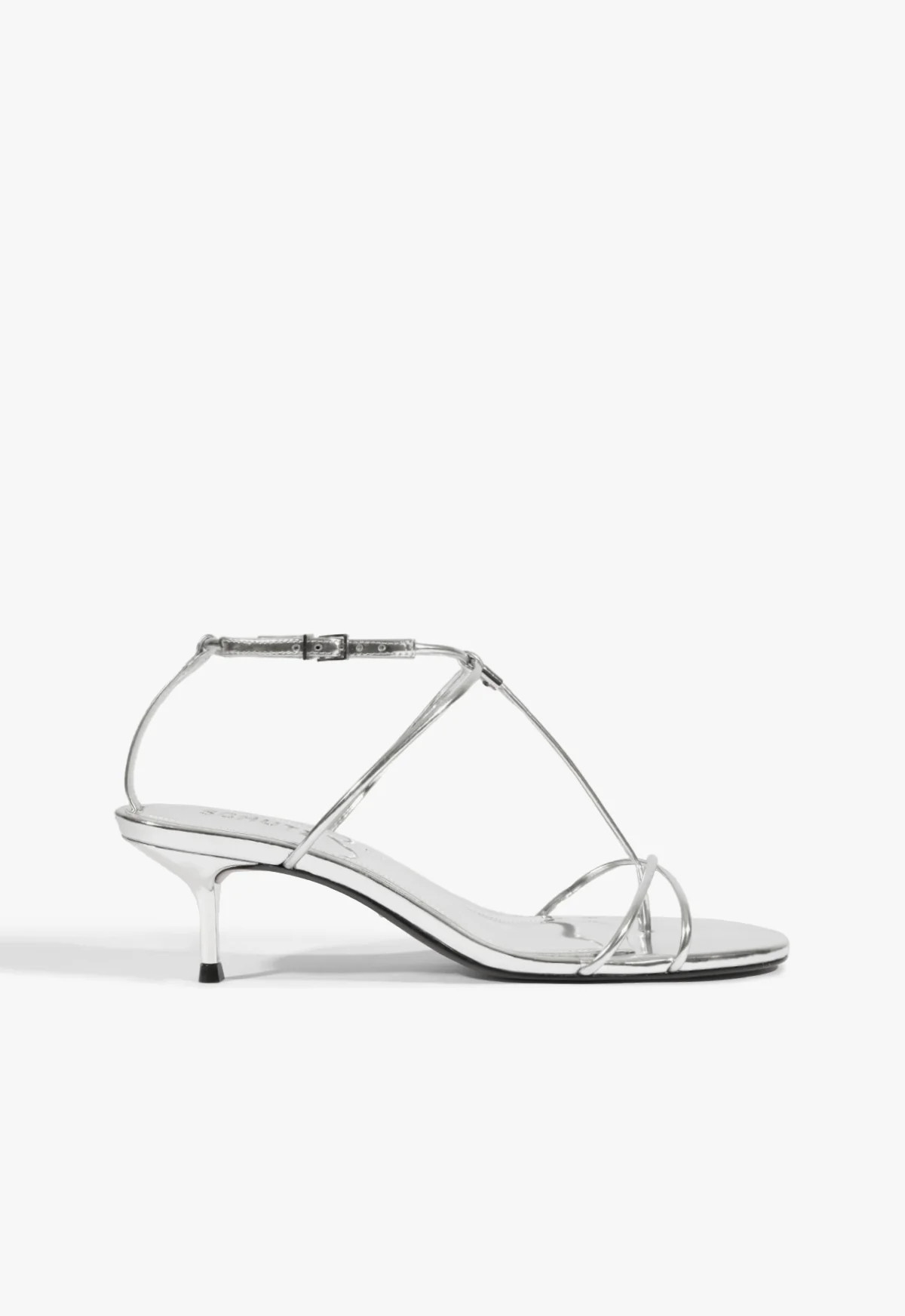 Jules Silver Mid Stiletto Heel Sandal | Schutz (US)