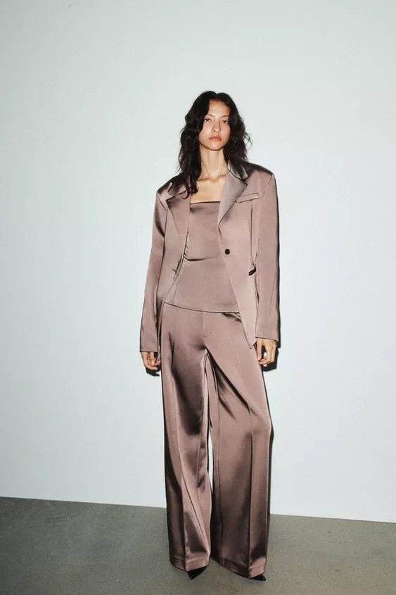 HIGH-WAIST SATIN TROUSERS | Zara UK