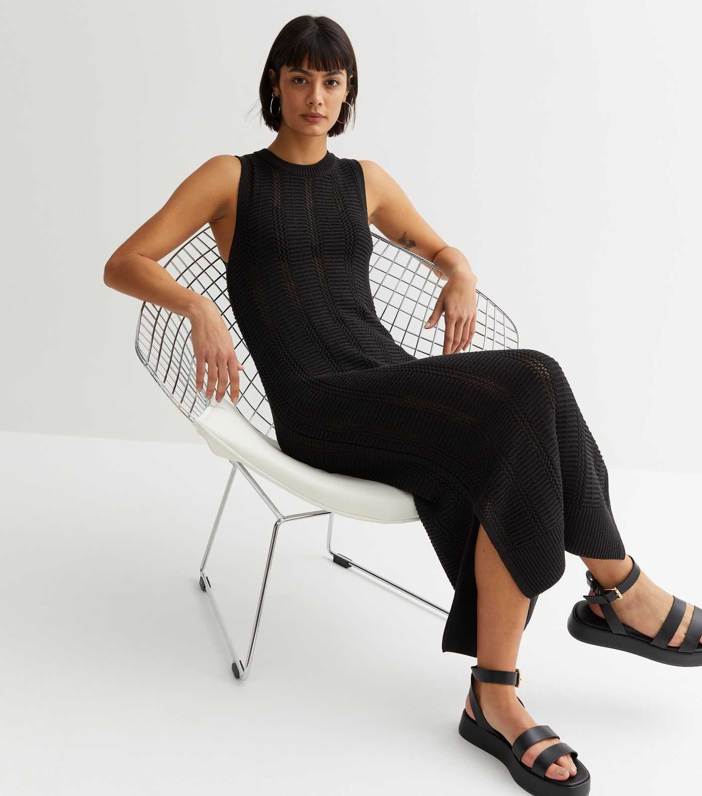 Black Knit Split Hem Bodycon Maxi Dress
						
						Add to Saved Items
						Remove from Saved I... | New Look (UK)