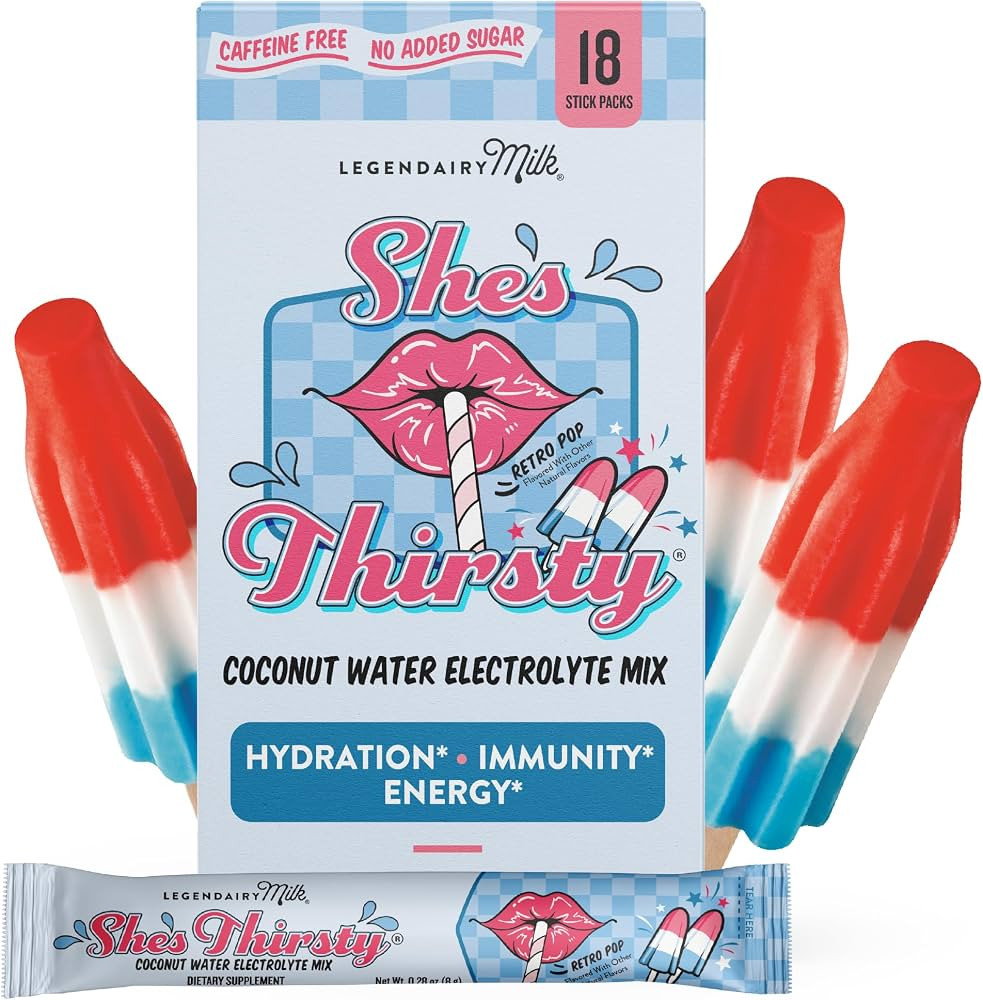 Legendairy Milk She\u2019s Thirsty Retro Pop, No Sugar Added Electrolytes Powder Packets\u2013Coc... | Amazon (US)