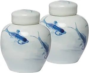 A&B Home Koi Lids, Small, Set of Two Jar, Set of 2, Blue | Amazon (US)