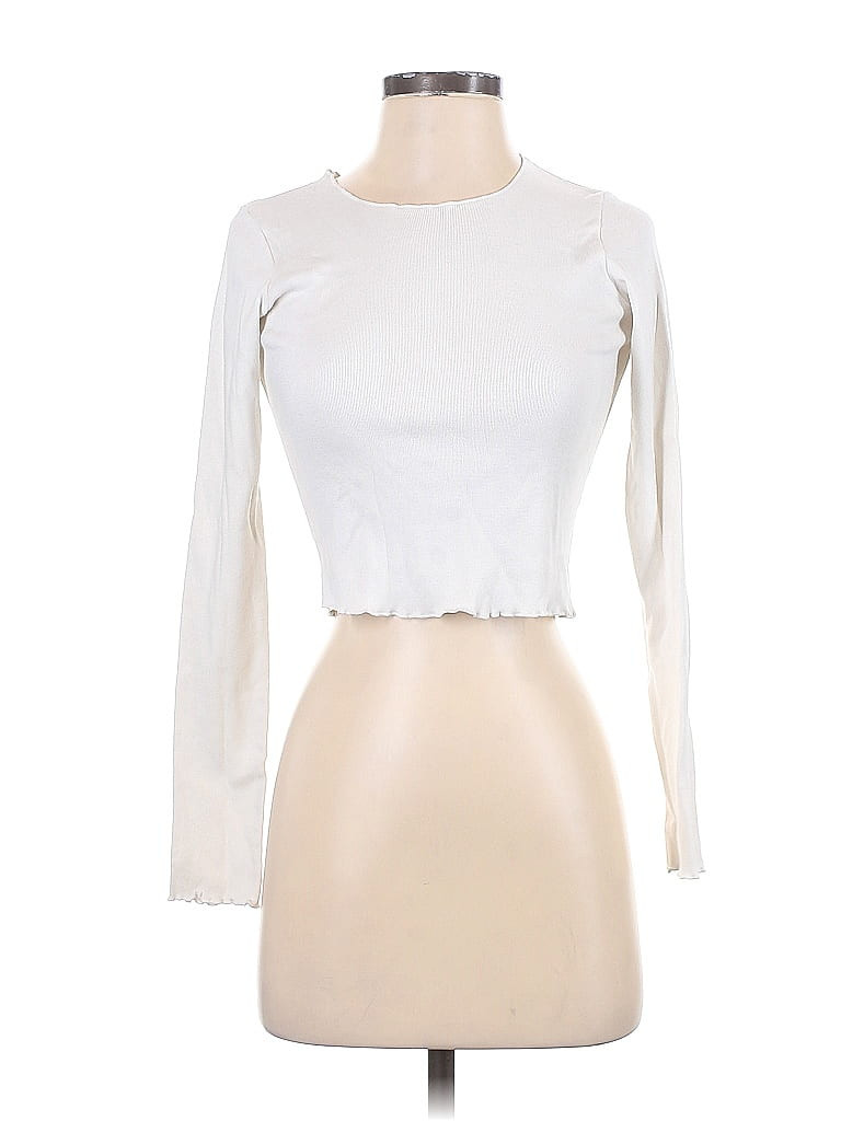 Brandy Melville Long Sleeve T-Shirt: White Tops - Size Small | ThredUp