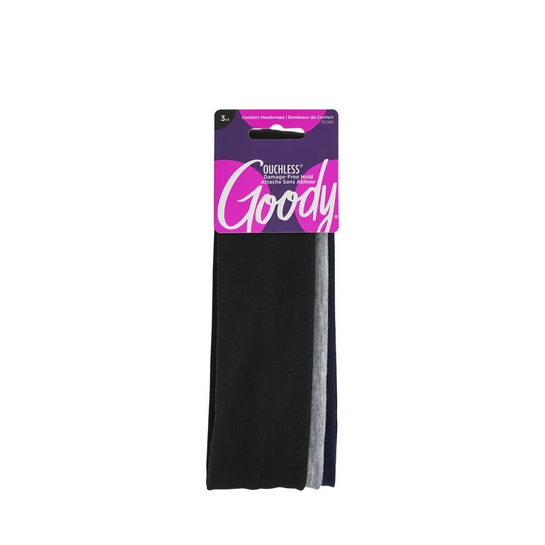 Goody Neutral Fabric Headbands, Soft, All-Day Comfort and Style, Navy, Grey, Black, 3 Ct | Walmart (US)