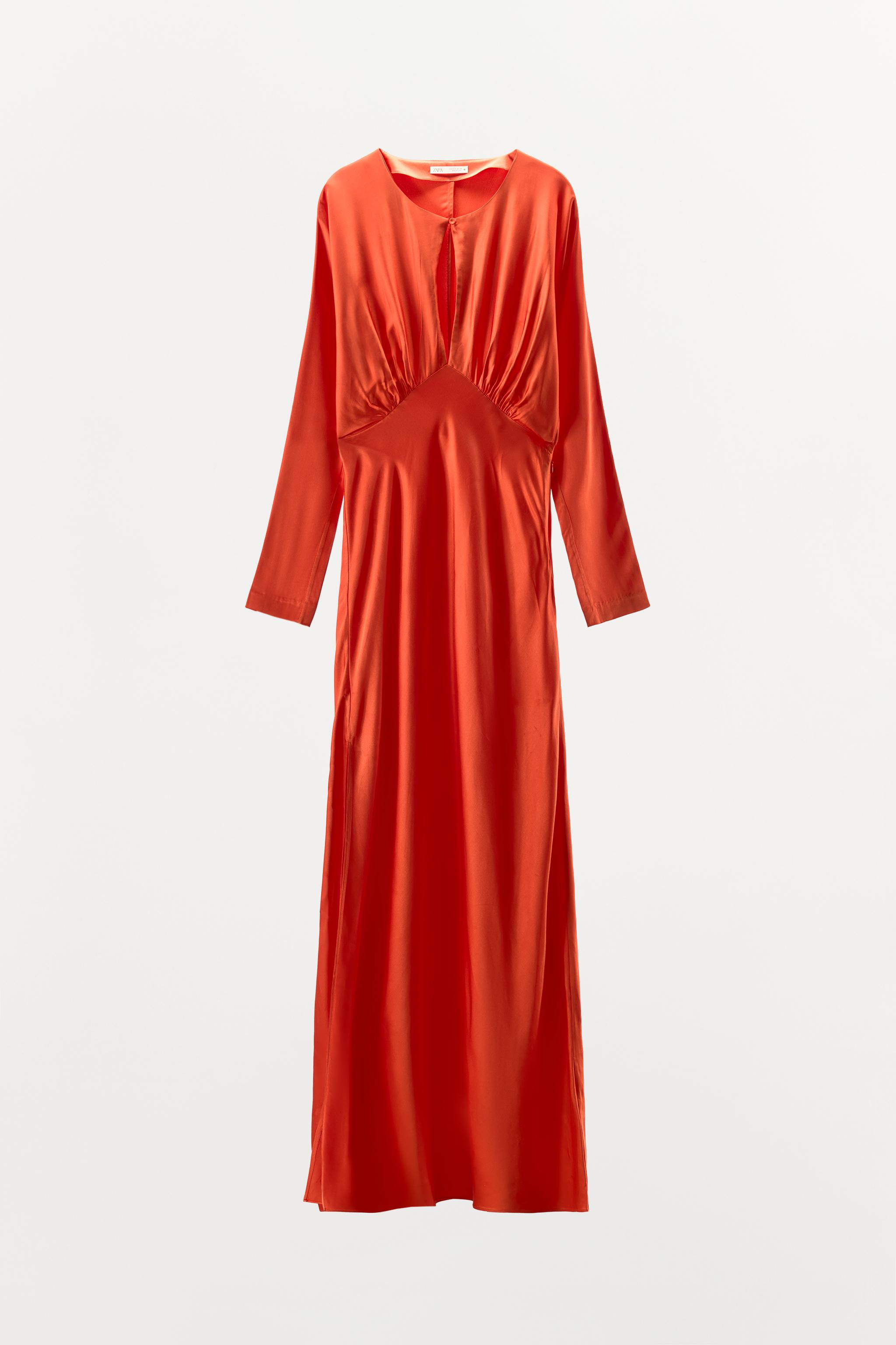 SLIT BATWING SLEEVE SATIN EFFECT DRESS | Zara US