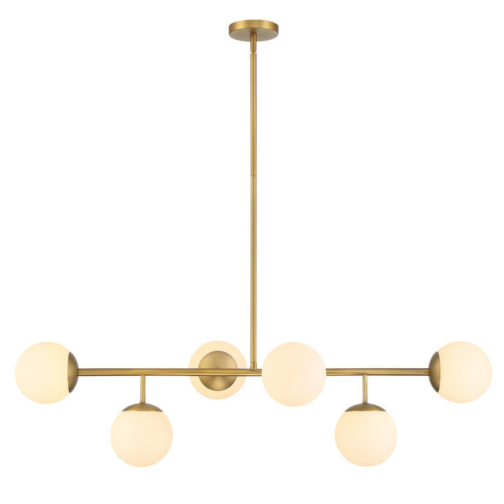 Castell 6 Globe Linear Pendant, Aged Brass | Lights.com