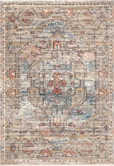 Beige Cardinal Cartouche 8' x 10' Area Rug | Rugs USA