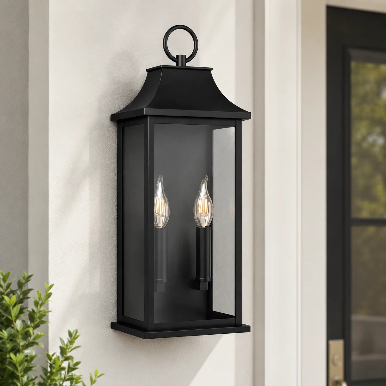 Alletta 2 - Light 21''H Tempered Glass ETL Outdoor Wall Light with Dusk to Dawn | Wayfair North America