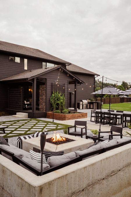 Pacific Northwest backyard design, shop this space of black and white outdoor furniture and decor. 

#LTKhome #LTKSeasonal