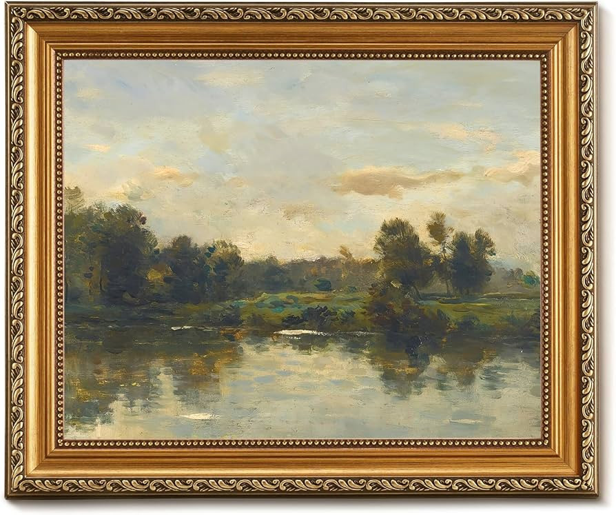 Vodefoad Vintage River Landscape Gold Framed Wall Art for Home Decor Farmhouse Wall Decor Rustic ... | Amazon (US)