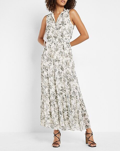 Printed Tiered Trapeze Maxi Dress | Express