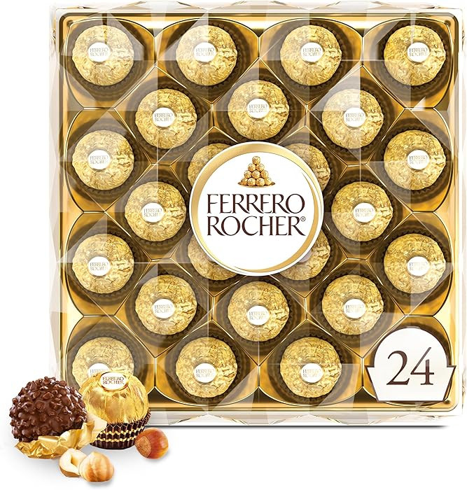Ferrero Rocher, 24 Count, Premium Milk Chocolate Hazelnut, Chocolates for Gifting, 10.6 oz | Amazon (US)