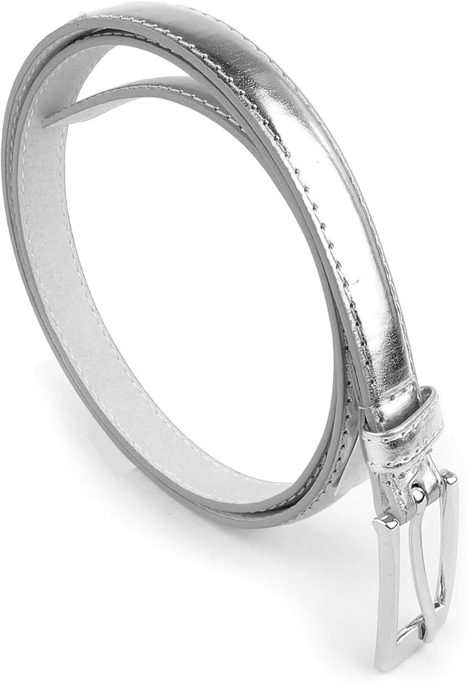 Belle Donne Belts for Women, Women Skinny PU Leather Dress Belts, Womens Belt, Womens Belt, Silve... | Amazon (US)