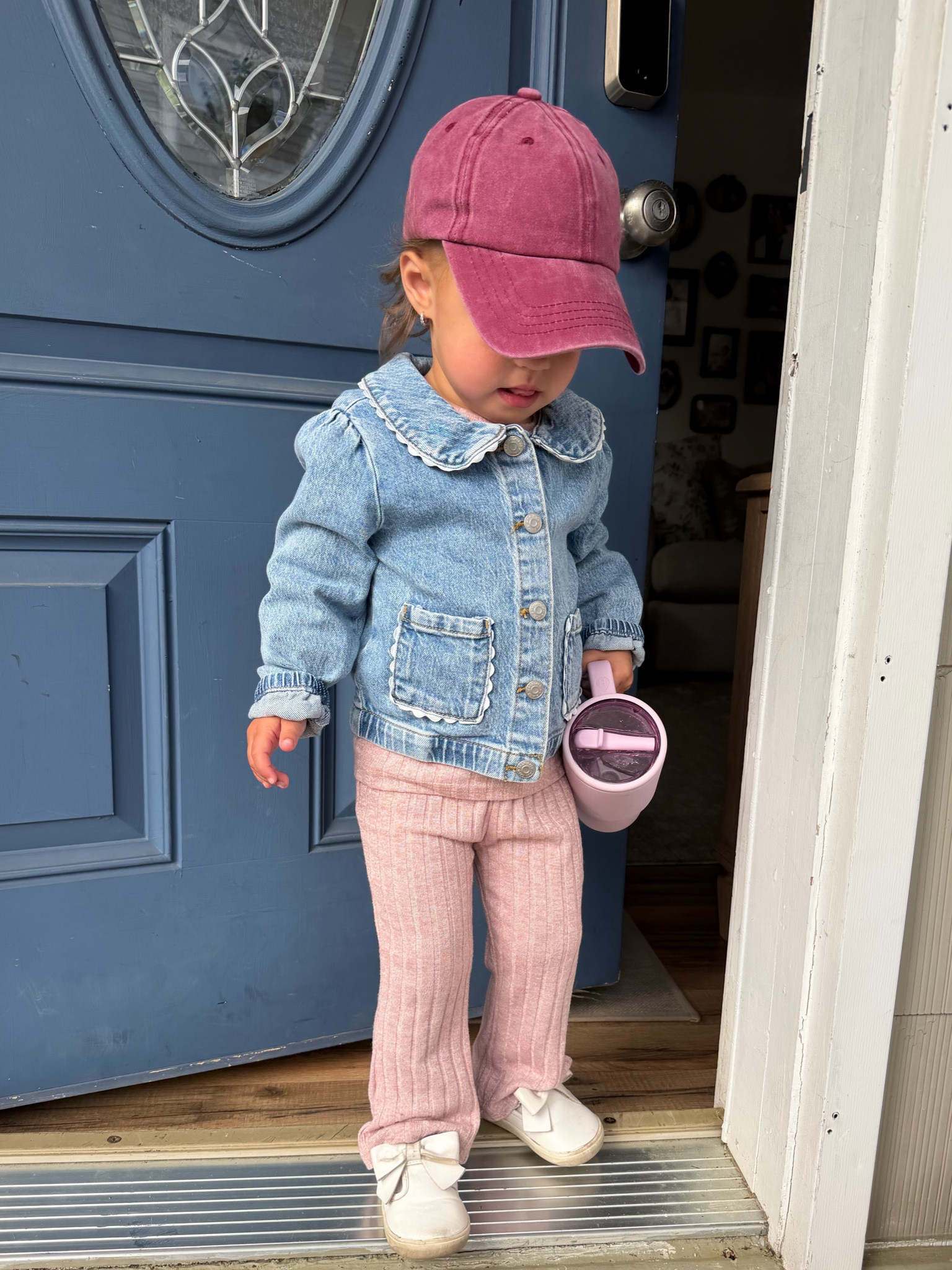 Wearing 2t in the Jean jacket 😍