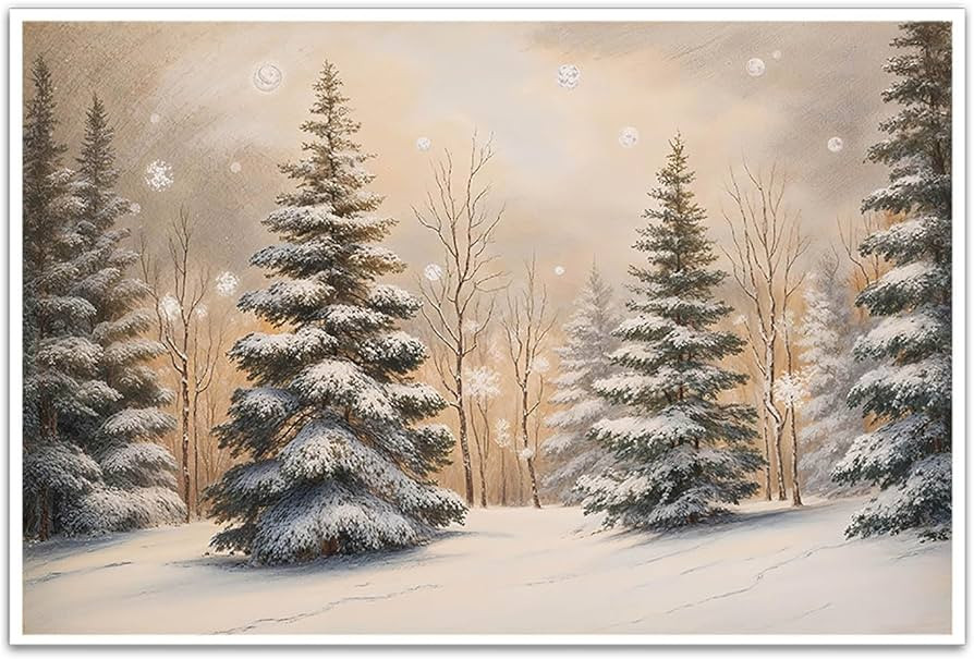 Winter Forest Canvas Art Print Snowy Pine Tree Art Minimalist Nordic Winter Landscape Wall Decor ... | Amazon (US)