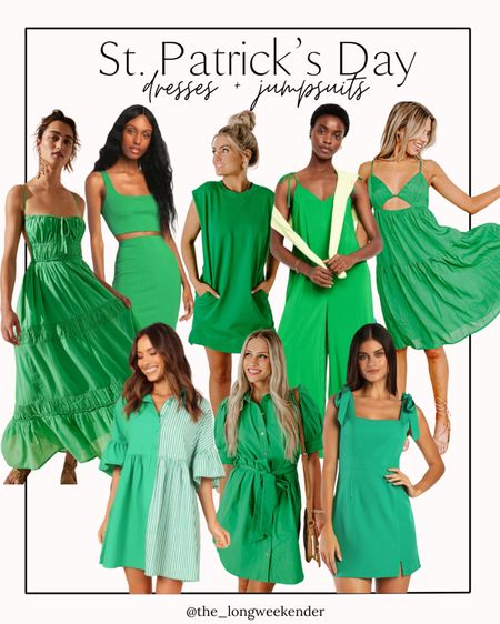 Everything green for St. Patrick’s Day! 

Green dress, st Patrick’s day, green dresses, st. Patrick’s day outfit, Kelly green dress, jumpsuit, vacation outfit 

#LTKsalealert #LTKtravel #LTKstyletip