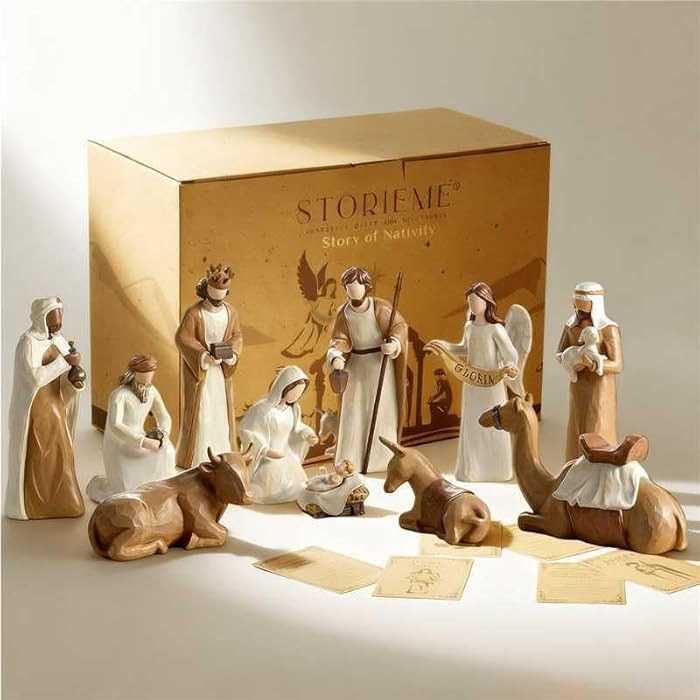 Nativity Set for Christmas Indoor: 12-Piece 7.87 Inches Resin Nativity Figures with The Three Wis... | Amazon (US)