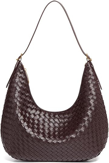 Shoulder Handbag for Women - Woven Hobo Bag Large Vegan Leather Purse Crescent Bag for Work Trave... | Amazon (US)