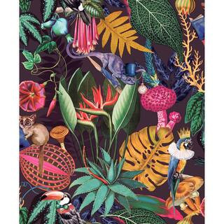 Walls Republic Plum "A Tropical Soiree" Wallpaper / Botanical Wallpaper / Tropical Wallpaper / Re... | The Home Depot