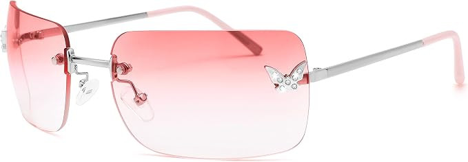 Y2k Sunglasses for Women - Trendy Rimless 2000s Fashion Sun Glasses Rave Shades | Amazon (US)