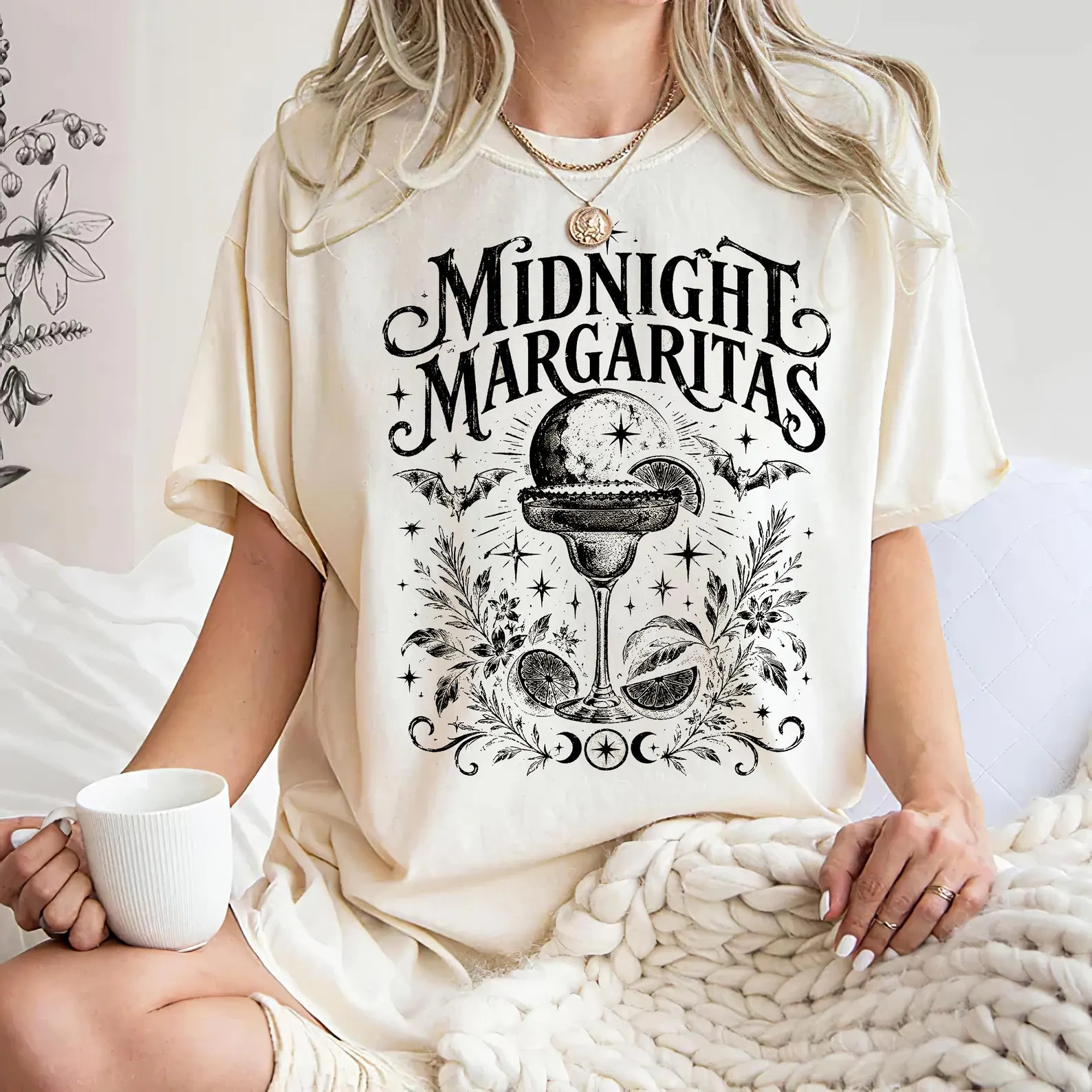Comfort Colors\u00ae Vintage Midnight Margaritas Shirt, Gothic Margarita Tee, Halloween Cocktail ... | Etsy (Global)