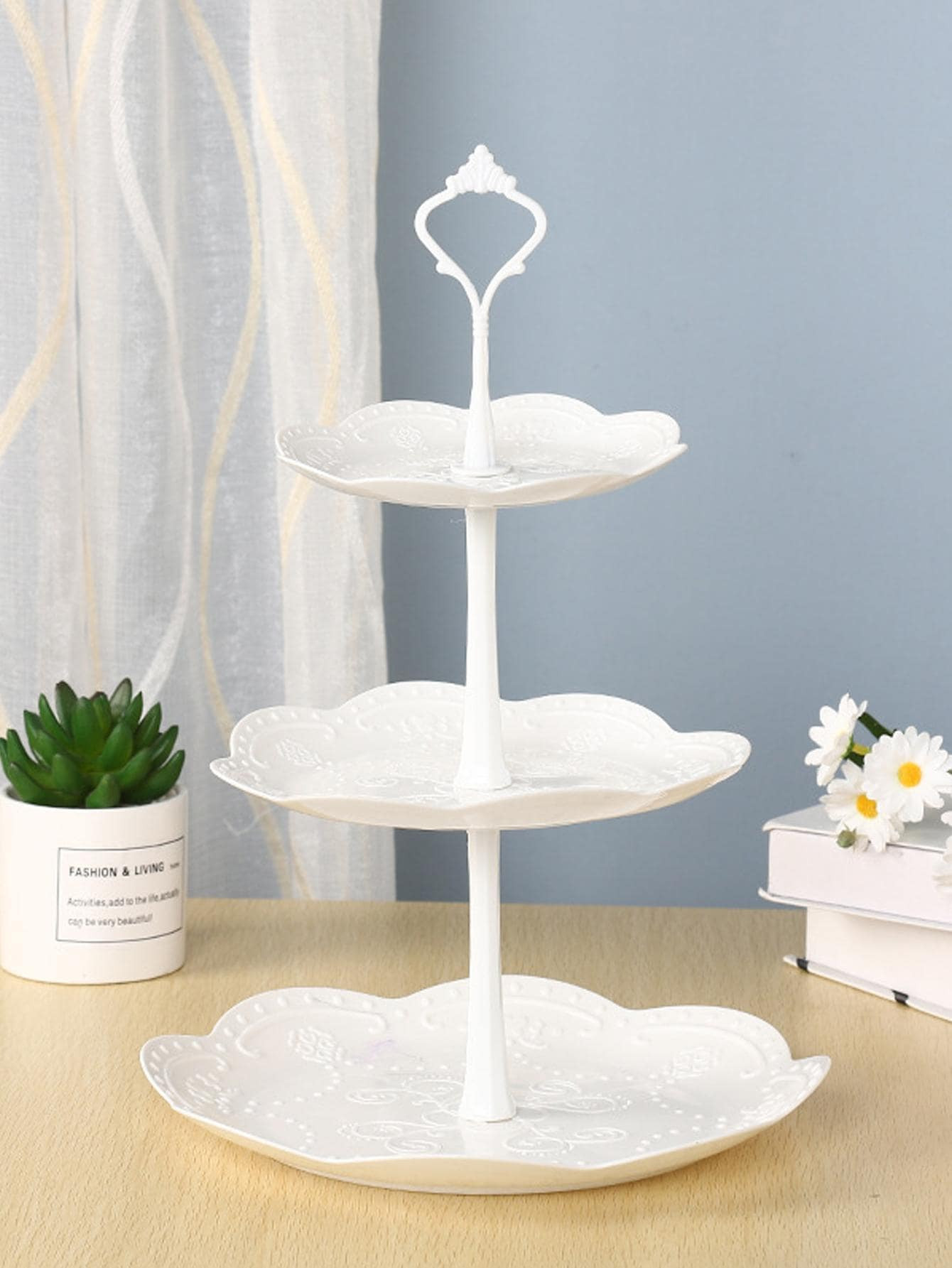 1pc Plastic Cake Stand, Modern 3 Layers Solid Color White Cake Stand For Cake | SHEIN