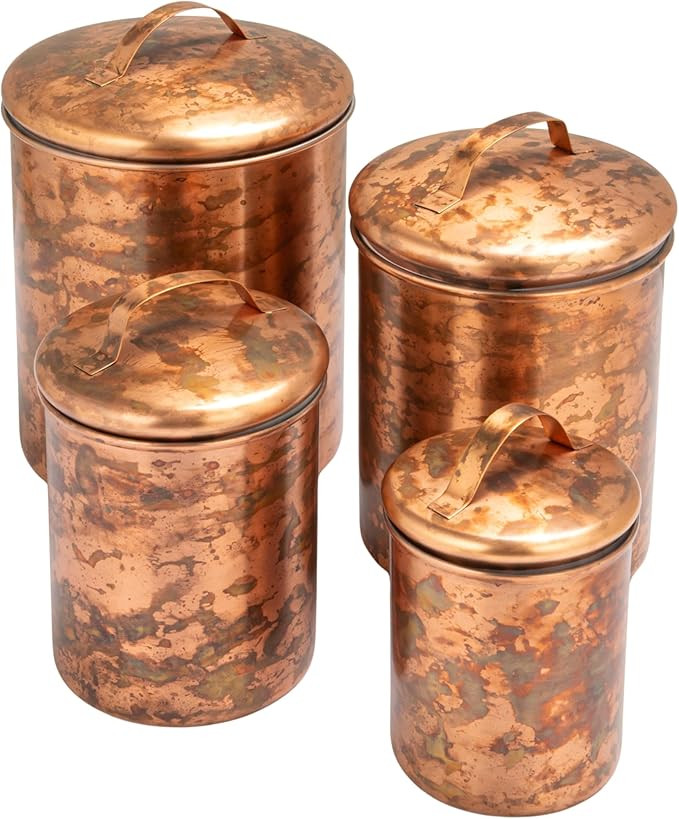 Creative Co-Op 4-Piece Oxidized Stainless Steel Canister Set, Copper-Finished | Amazon (US)