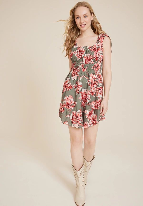 Floral Ruched Mini Dress | Maurices