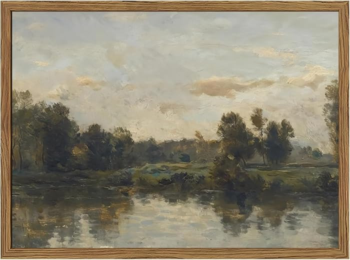 Moody Cottagecore Wall Art Vintage Lake Landscape Wall Decor Paintings, Retro River Trees Poster ... | Amazon (US)