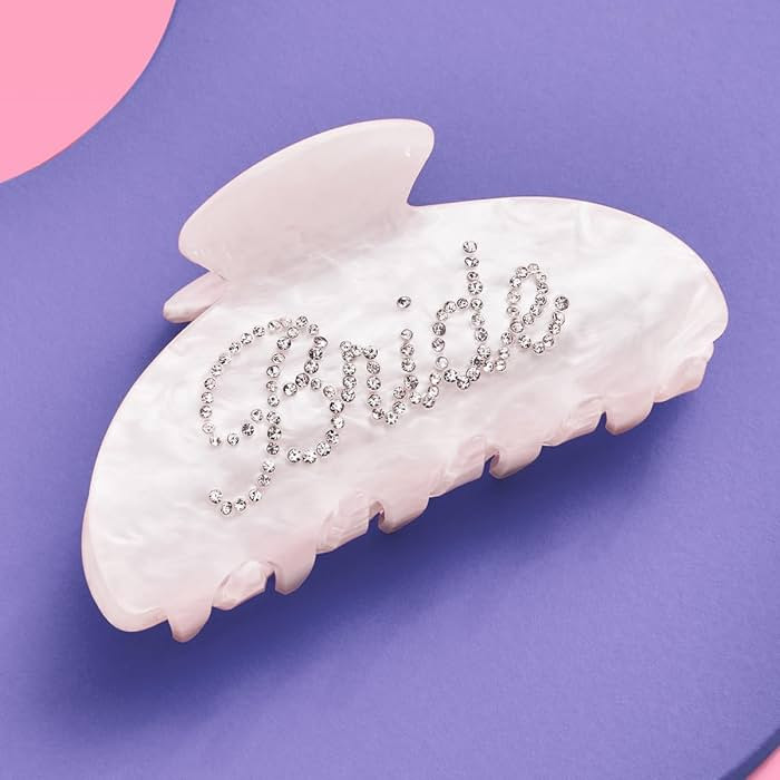xo, Fetti Bride Claw Clip, White Acrylic Hair Clip, Rhinestone Bride Logo | Bachelorette Party De... | Amazon (US)