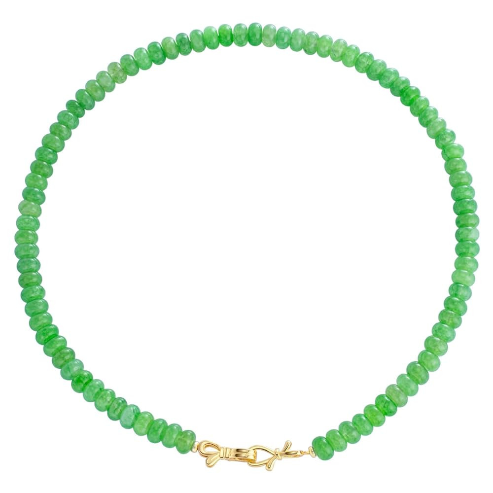 Aquamarine Beaded Choker Necklace for Women 14K Gold Bow Birthstone Beads Chokers | Amazon (US)
