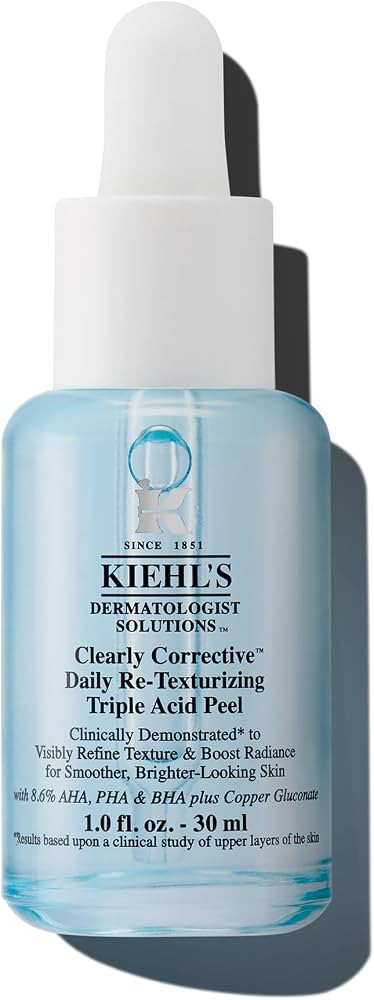 Kiehl's Clearly Corrective Daily Re-Texturizing Triple Acid Peel Serum, Gentle Exfoliating Facial... | Amazon (US)