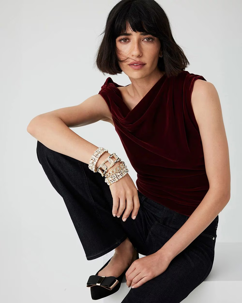 Off-the-Shoulder Velvet Top | White House Black Market