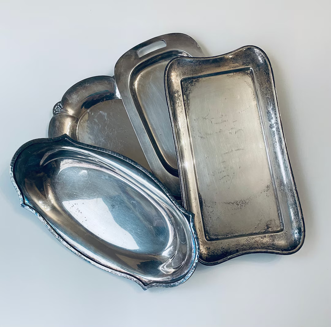 Vintage Small Silver Trays Assorted Oval Rectangle Silver - Etsy | Etsy (US)