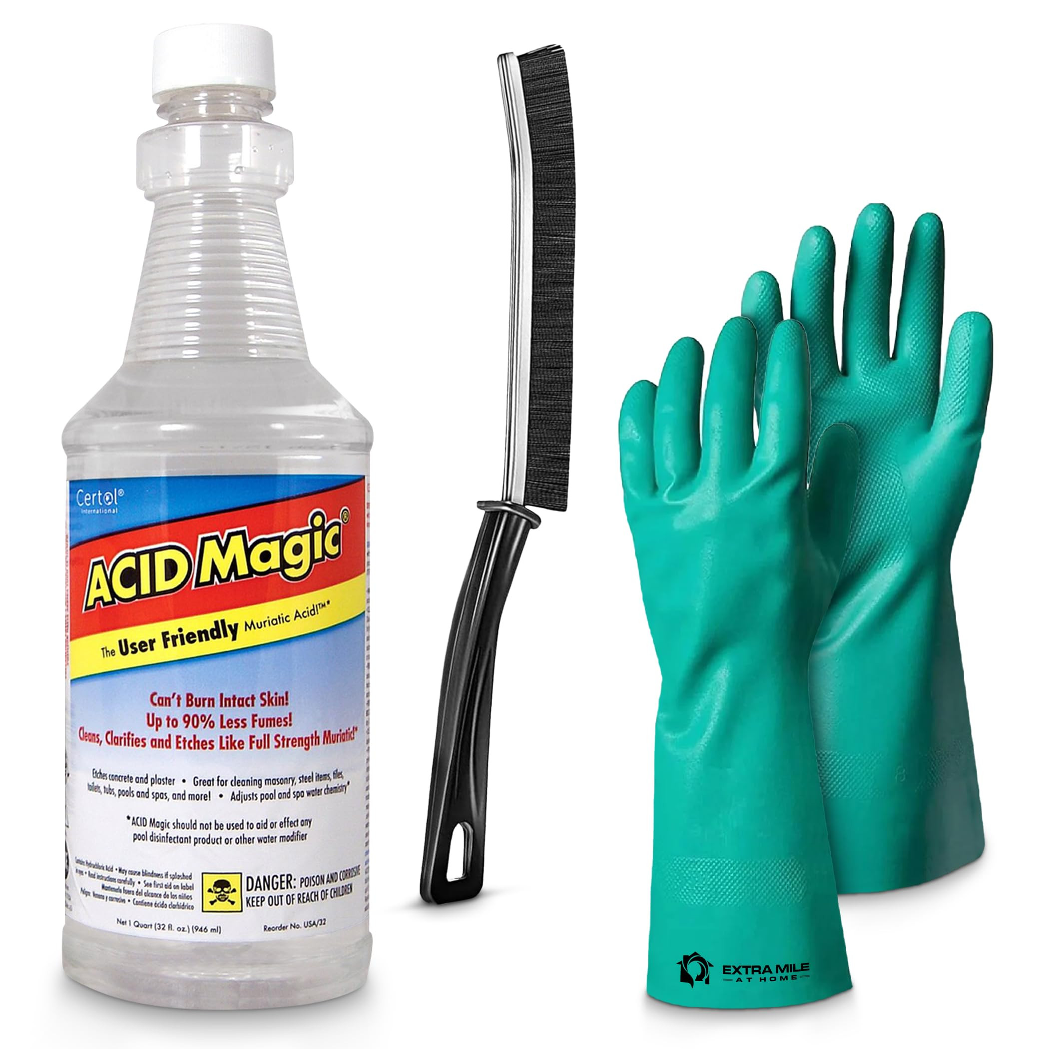 Acid Magic 32 oz Grout Cleaner for Tile Floors - Shower Tile Cleaner Kit with Heavy-Duty Gloves &... | Amazon (US)