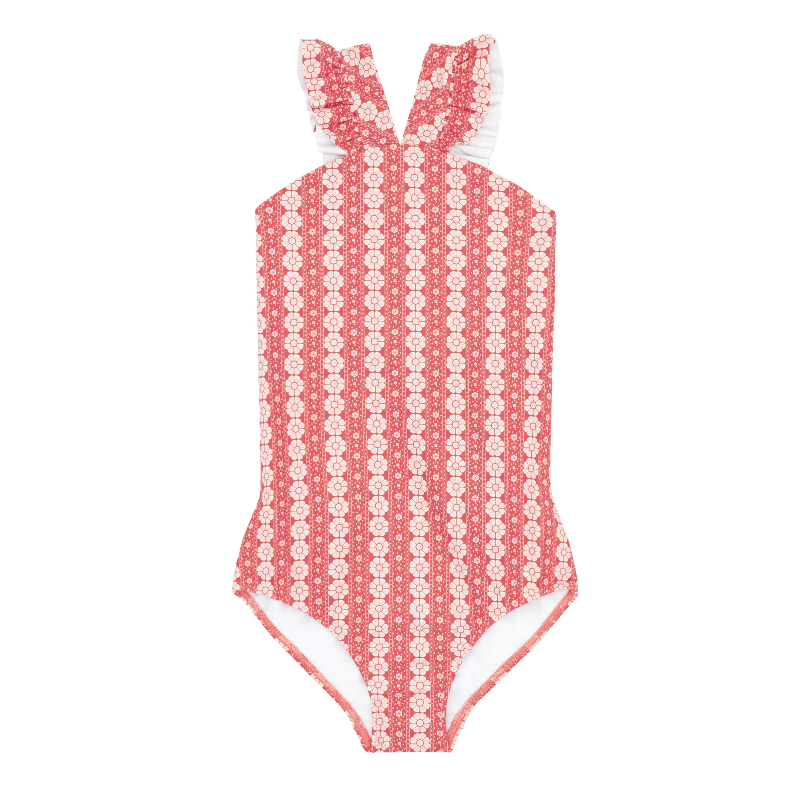 girls regatta red paisley v-neck crossover one piece | minnow