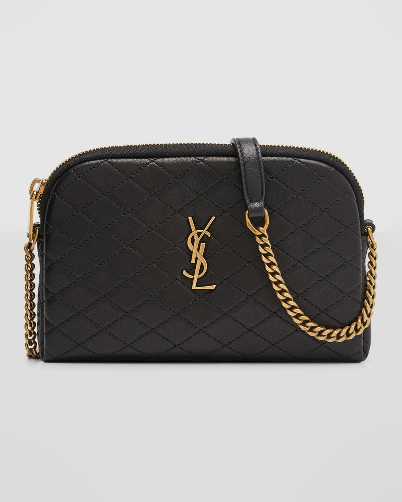 Saint Laurent Gaby Mini YSL Crossbody Bag in Quilted Leather | Neiman Marcus