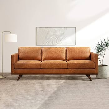 POLY & BARK Nolita 85" Sofa in Full-Grain Pure-Aniline Italian Tanned Leather in Cognac Tan | Amazon (US)