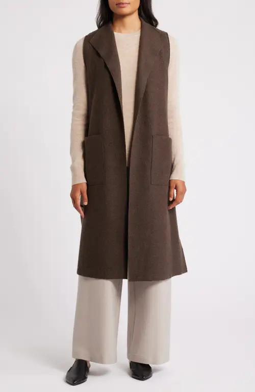 Eileen Fisher Longline Wool Vest in Wren at Nordstrom, Size X-Large | Nordstrom