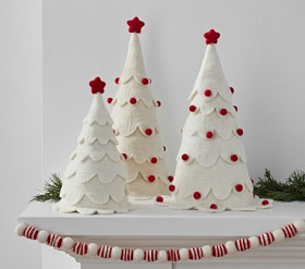Red &amp; White Scalloped Felt Trees, Set of 3 | Pottery Barn Kids