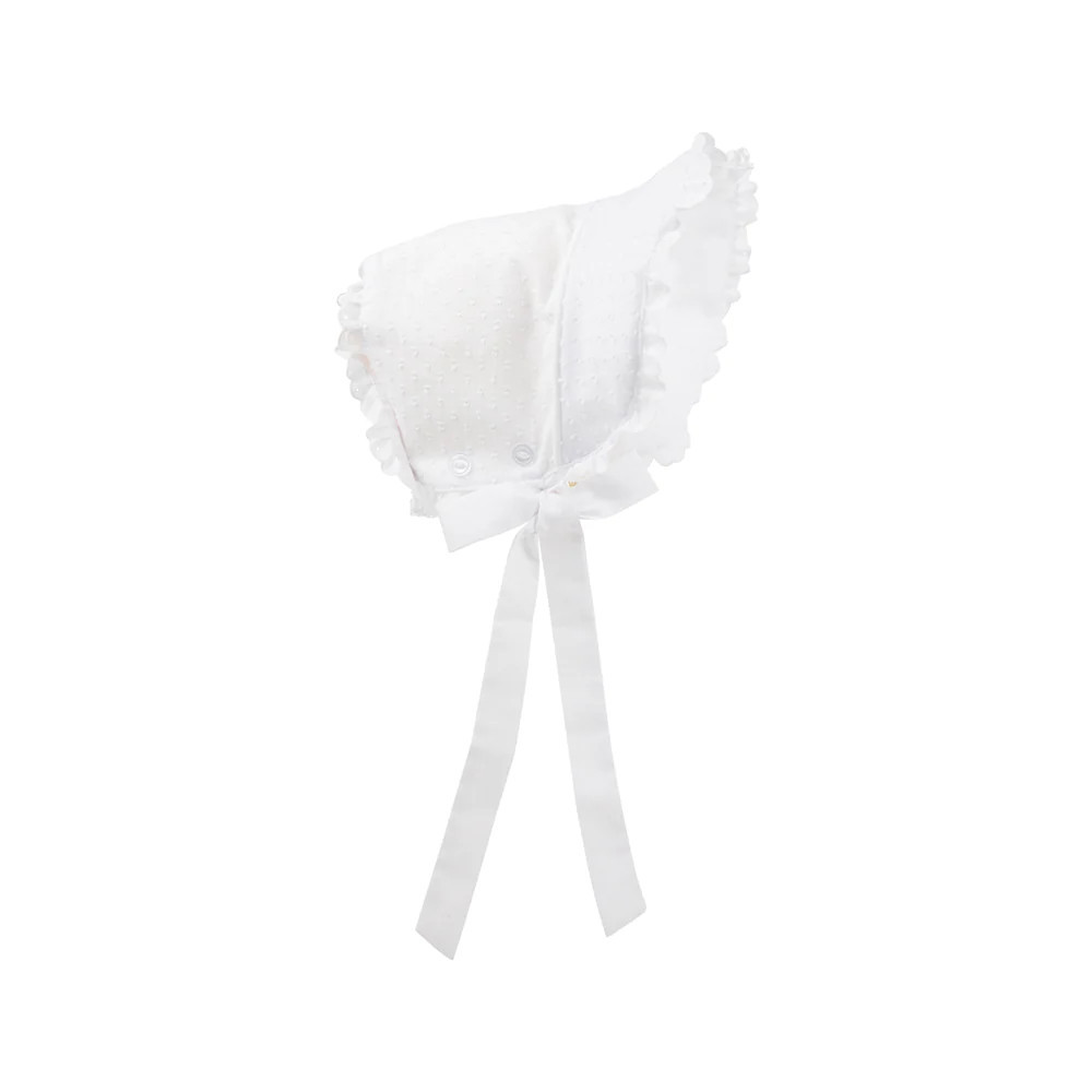 Catesby Country Club Bonnet - Worth Avenue White Dallas Dot with Eyelet | The Beaufort Bonnet Company