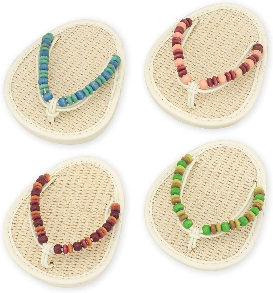 4-Piece Naturals Flip Flop Coasters for Wine, Beer and Cocktail | Amazon (US)