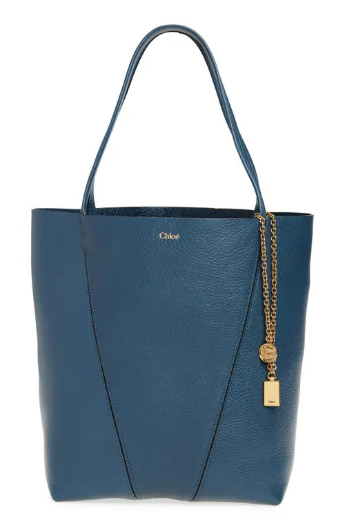 Chloé Spin Leather Tote in 44Q Tapestry Blue at Nordstrom | Nordstrom