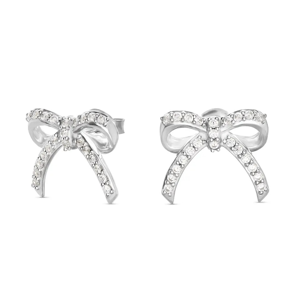Shine Bright Bow Earrings in Sterling Silver | Theo Grace