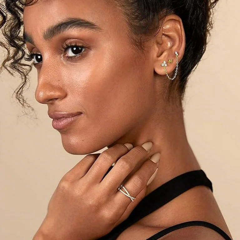 PAVOI 14K Yellow Gold Plated Solid 925 Sterling Silver Post Cubic Zirconia Flat Back Earrings for... | Walmart (US)