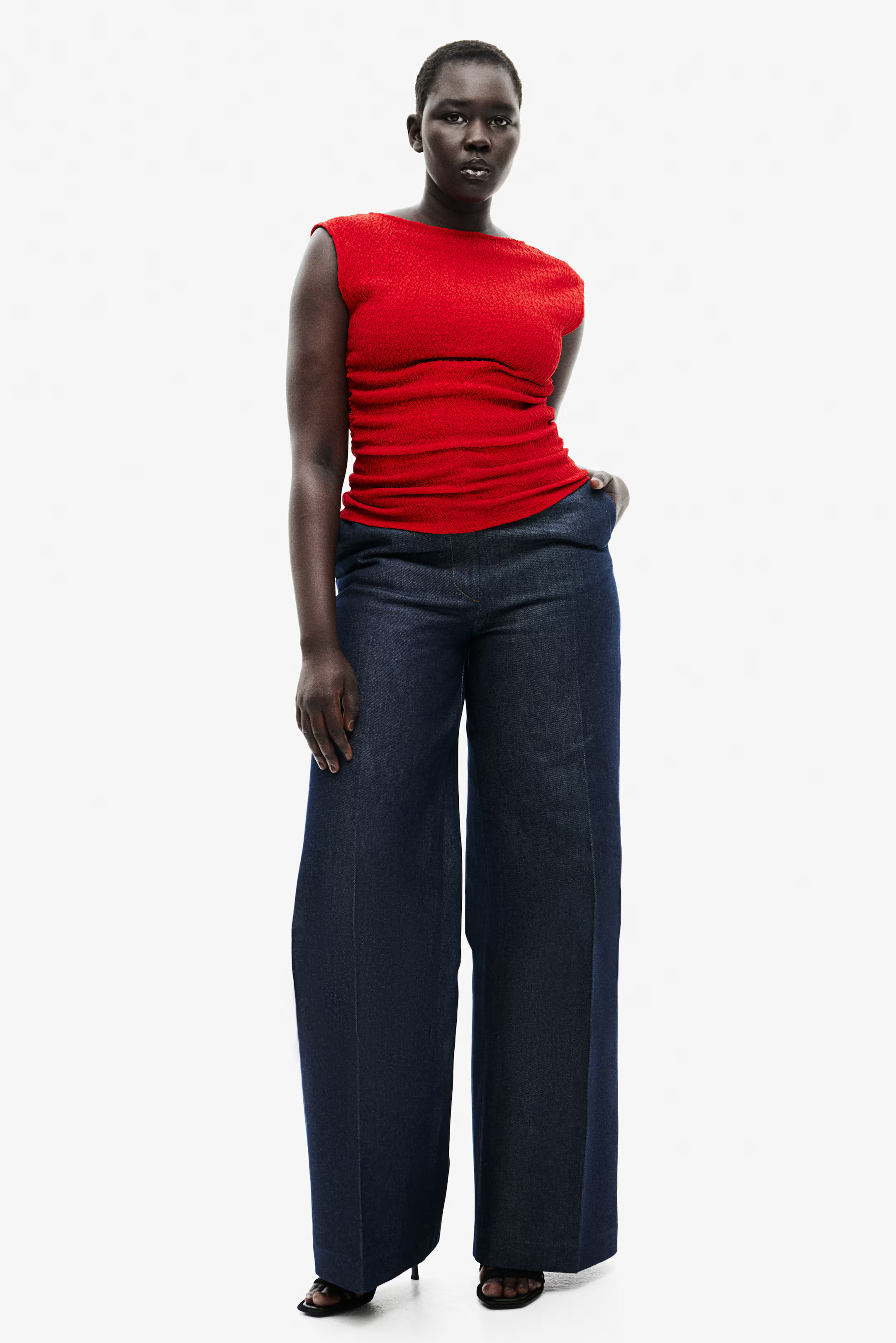 Textured jersey top - Red - Ladies | H&M US | H&M (US + CA)